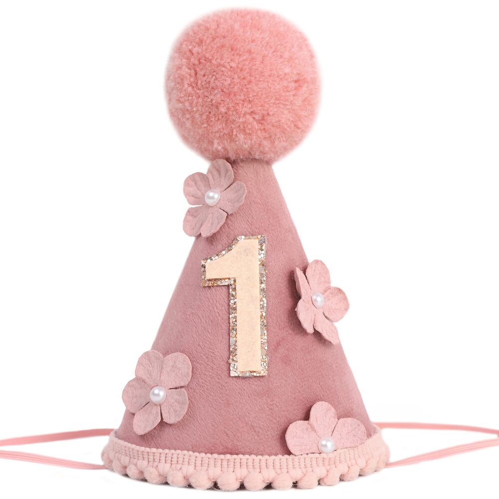 2561 Pink Floral 1st Birthday Hat - Little Princess First Birthday